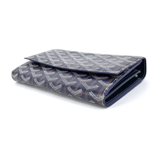 【GOYARD 高雅德】Varenne 經典LOGO防水帆布翻蓋WOC斜背包(海軍藍)