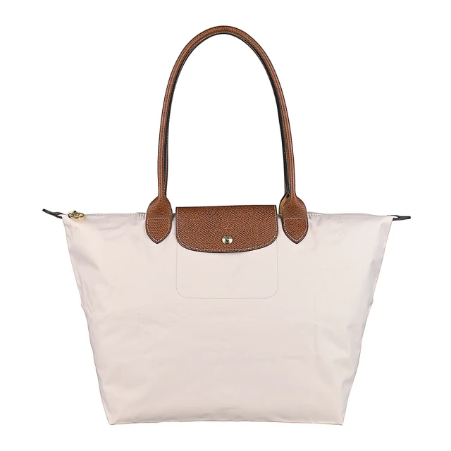 LONGCHAMP LONGCHAMP Le Pliage壓印LOGO尼龍拉鍊肩背包(大/紙白)