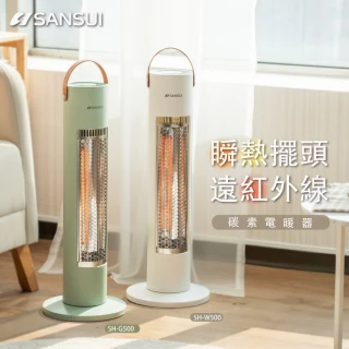 【SANSUI 山水】瞬熱擺頭遠紅外線碳素電暖器 SH-W500/SH-G500(自動擺頭 露營 防護斷電)