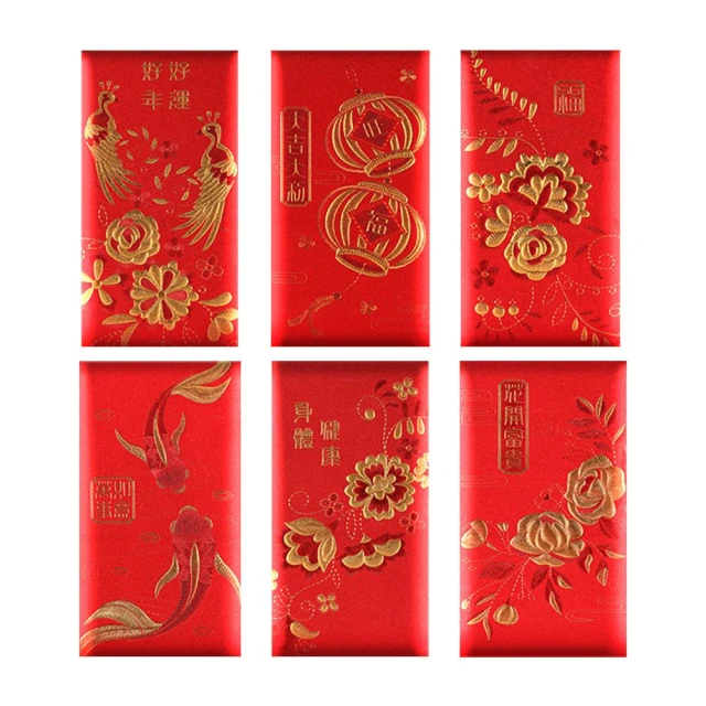 bebehome 新年金蔥厚紙燙金紅包袋(每包六入)