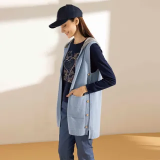 【GINKOO 俊克】連帽針織長背心外套