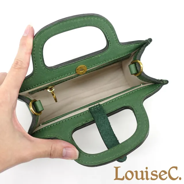 【LouiseC.】雙11 Tree House 植鞣革牛皮手工編織手工擦色手提斜背真皮小方包-綠色(YUF0001-08)