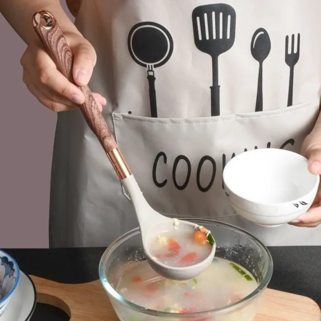 【Cookee】矽膠木紋廚具 不粘鍋耐熱耐高溫矽膠鍋鏟 耐熱手柄 廚房烹飪工具 交換禮物(鍋鏟/湯勺/漏鏟)