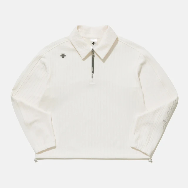 DESCENTE JACQUARD HALF ZIP-UP SWEAT SHIRTS 女士 運動衛衣(黑色/奶油白色)