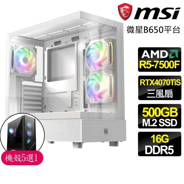 微星平台 R5 六核 RTX4070TI S SD {就是要酷}海景房電競電腦(R5-7500F/B650/16G D5/500GB)