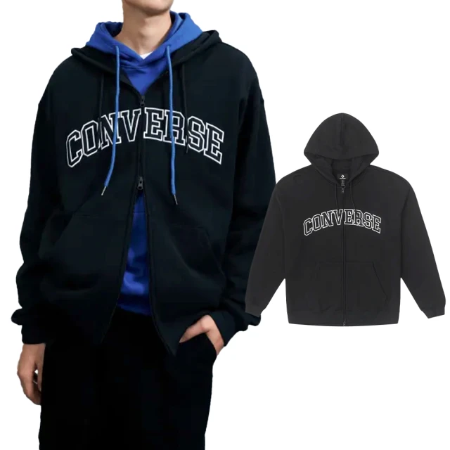 CONVERSE Retro Chuck FZ Hoodie 男款 黑色 休閒 連帽 外套 10027083-A02