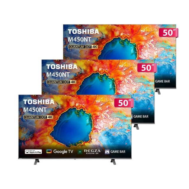 TOSHIBA 東芝 REGZA 50型4K QLED Google TV液晶顯示器-3入組(50M450NT)