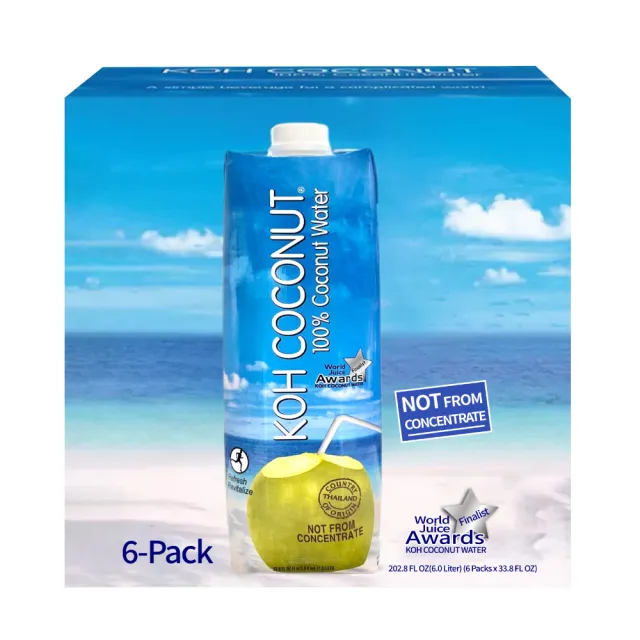 【KOH COCONUT 酷椰嶼】100%椰子汁 1000mlx6罐