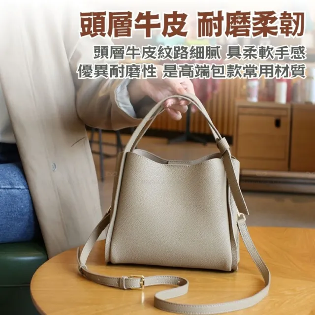 【BAGGLY&CO】雙11 真皮 洛貝兒Togo頭層牛皮多格層肩背包斜背包手提包(真皮包包 白色/焦糖/咖啡