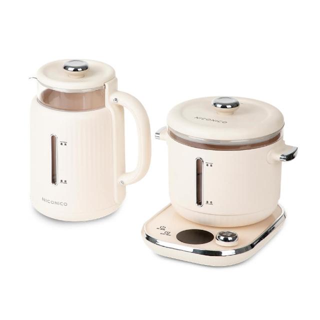 【NICONICO】樂活玻璃料理鍋組/電火鍋/美食鍋/快煮壺/燉煮壺(NI-SET2313)