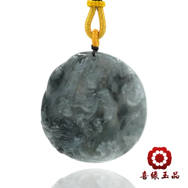 【喜緣玉品】不動明王 天然翡翠A貨 烏雞翡翠 降龍  玉珮-僅此一品(開運風水)(直)
