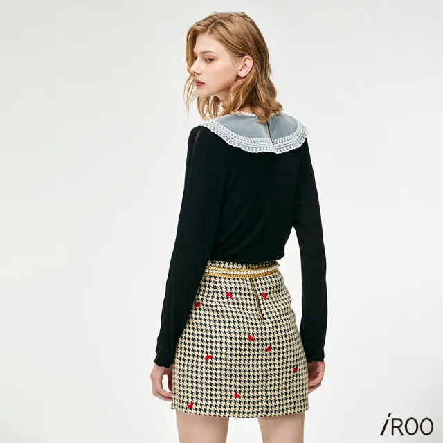 【iROO】愛心刺繡迷你短裙