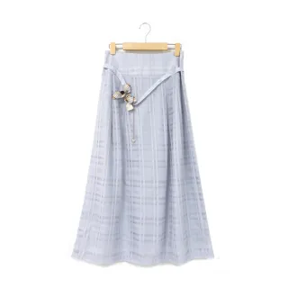 【Kinloch Anderson】金安德森女裝 浪漫隱格附腰帶蝴蝶結造型長裙(KA1364011 灰藍/藏青)