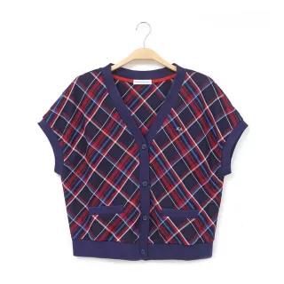 【Kinloch Anderson】金安德森女裝 限量款紅藍格羅紋寬鬆造型上衣(KA1361004深紅)