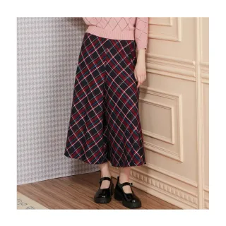 【Kinloch Anderson】金安德森女裝 限量款紅藍格牛仔腰頭拼接長寬褲(KA1362009深紅)