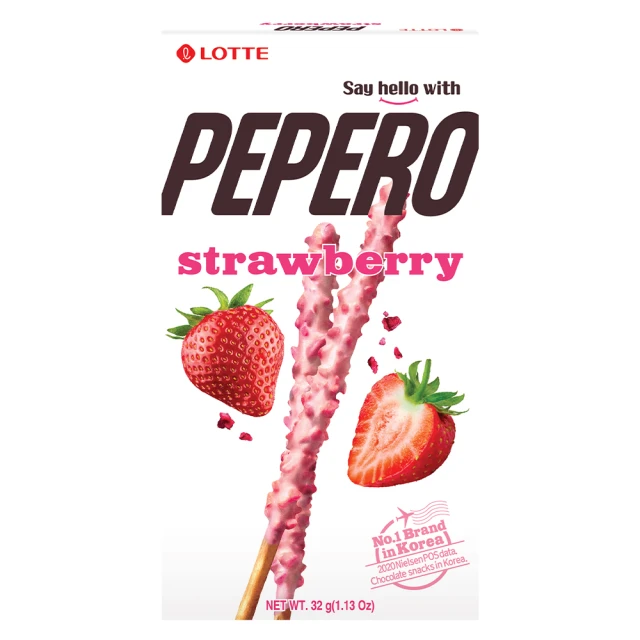 Lotte 樂天 LOTTE PEPERO 草莓脆粒餅乾棒32g五入組