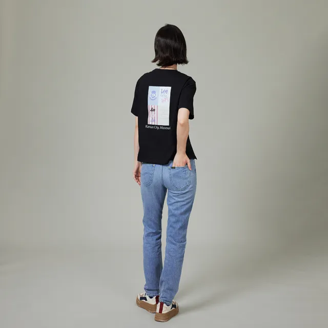 【Lee】女裝 牛仔褲 / 401 中腰合身小直筒 刷破 中藍洗水(LB417107661)