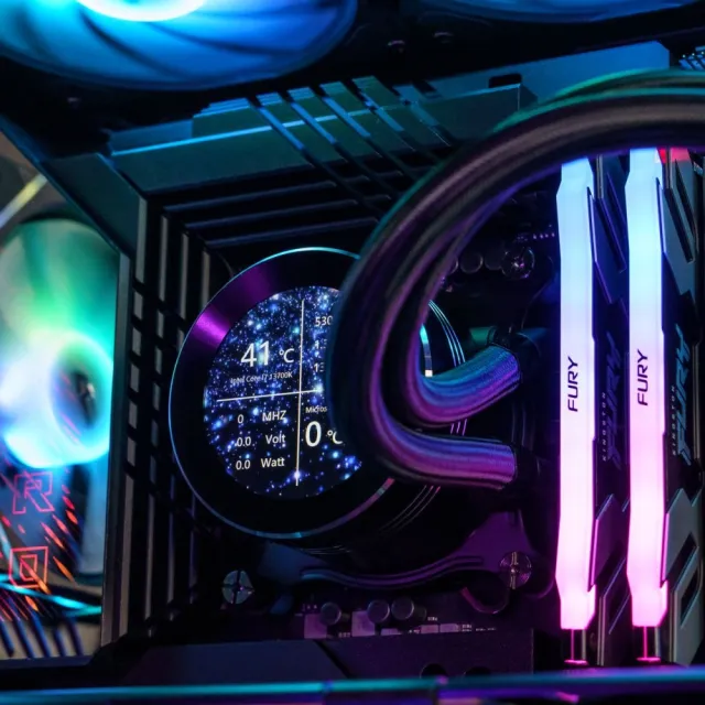 【darkFlash 大飛】大飛 Nebula DN360S LCD 一體式 水冷 CPU 散熱器-黑色(全新 2.1 吋 IPS 水冷頭顯示螢幕)