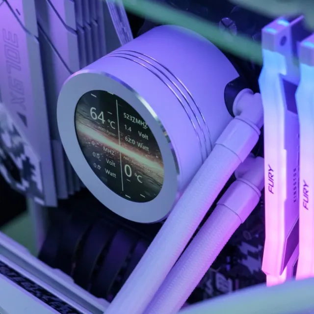 【darkFlash 大飛】大飛 Nebula DN360S LCD 一體式 水冷 CPU 散熱器-白色(全新 2.1 吋 IPS 水冷頭顯示螢幕)
