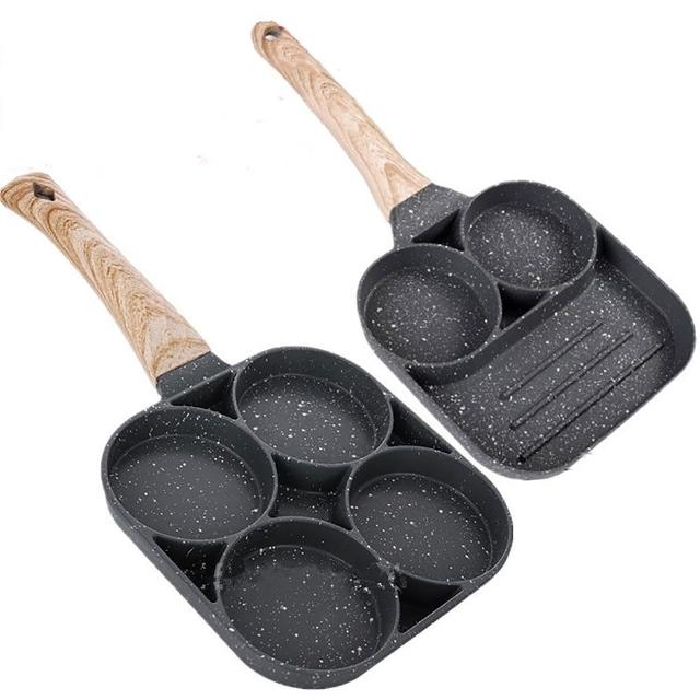 【居然好日子】麥飯石煎蛋鍋 煎蛋神器 四格兩格 煎蛋模具 煎蛋器 四孔煎蛋鍋 煎蛋不沾鍋 煎蛋鍋 AAA7040