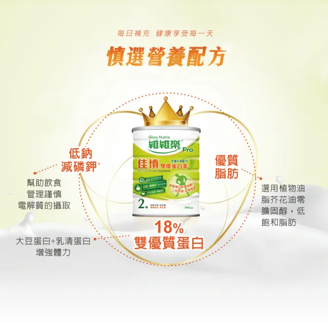【維維樂】佳慎2號雙優蛋白素18% 840g/罐
