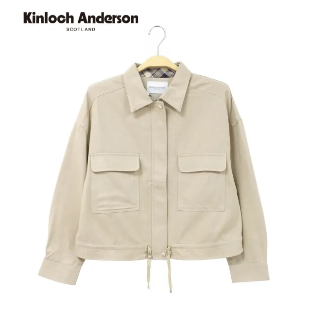 【Kinloch Anderson】金安德森女裝 百搭率性大口袋襯衫領抽繩顯瘦設計短版外套(KA1366018 粉紅/米卡其)