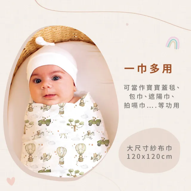 【All4Ella】有機棉紗布巾(寶寶蓋毯 包巾 遮陽巾 拍嗝巾 包覆巾)