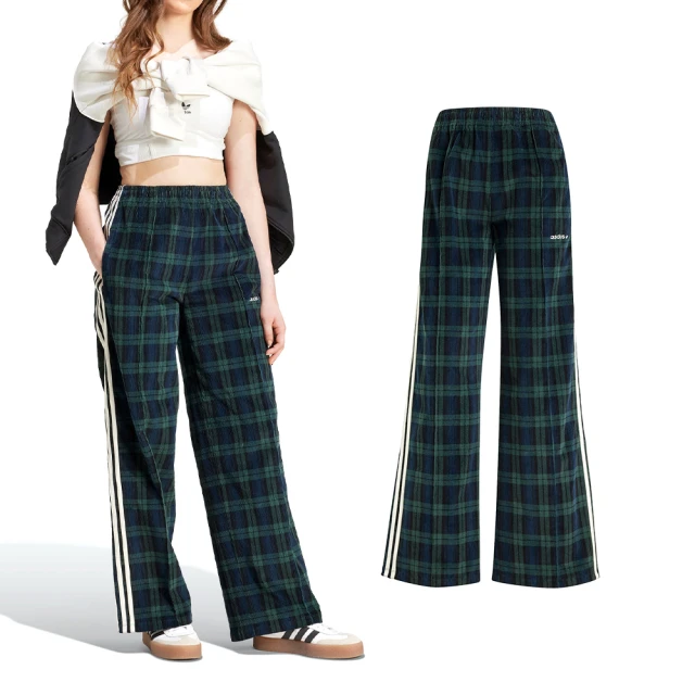 adidas 愛迪達 Tartan Pant 女款 綠色 運動 三葉草 休閒 寬鬆 口袋 鬆緊 長褲 IX7415