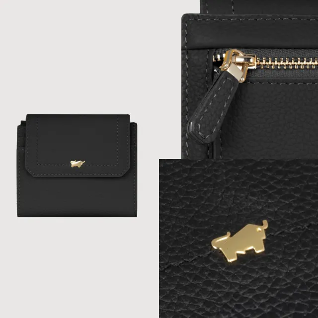 【BRAUN BUFFEL 德國小金牛】珍妮絲 8卡三折短夾-黑色(BF840-414-BK) 錢包送禮推薦