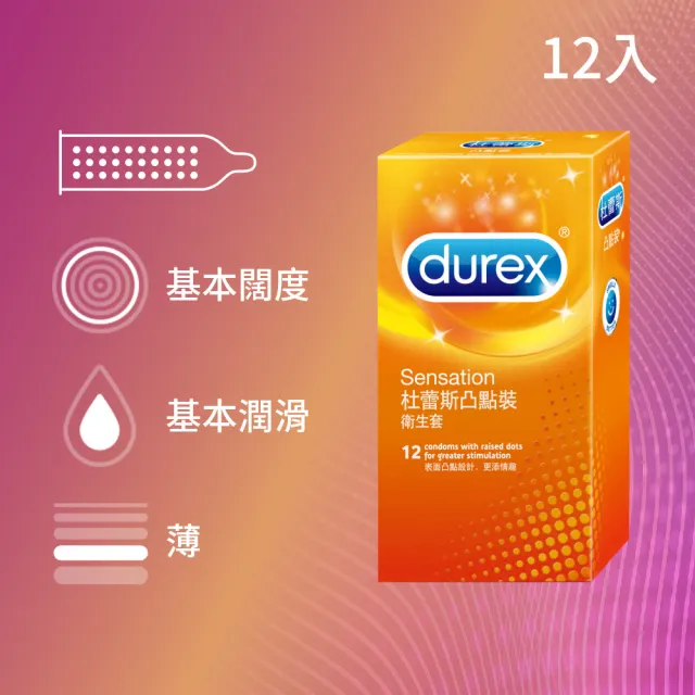 【Durex 杜蕾斯】凸點裝保險套12入/盒(避孕套/衛生套/多重刺激系列)