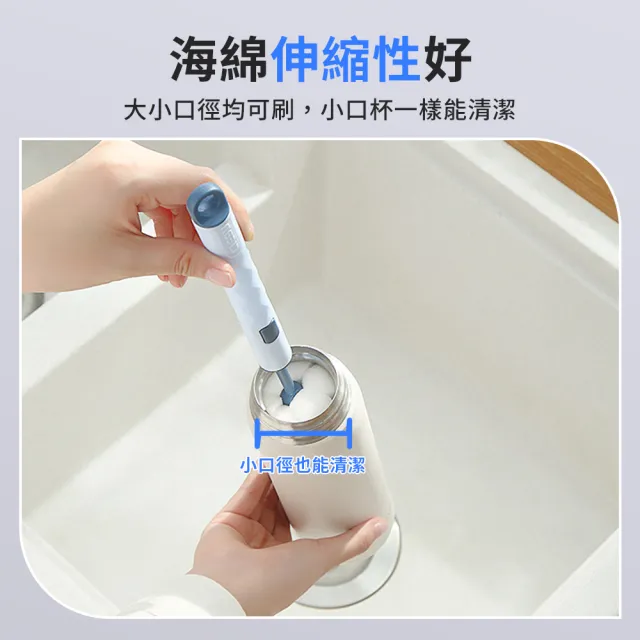 【SYU】1+2入組 長柄海綿杯刷 可替換刷頭(海綿杯刷 杯刷 奶瓶刷 洗杯刷 海綿刷 水壺刷 杯子刷)