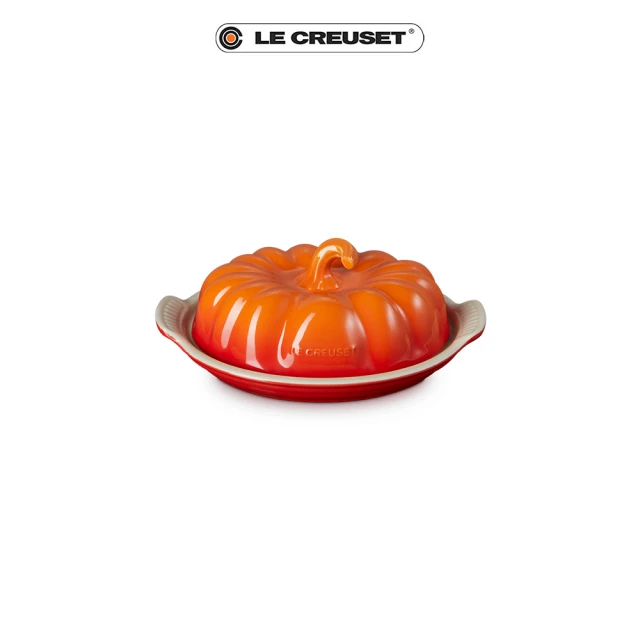 Le Creuset 瓷器萬聖節南瓜造型奶油盤(火焰橘)