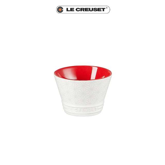 Le Creuset 瓷器新采和風日式圖騰飯碗150ml(櫻桃紅)