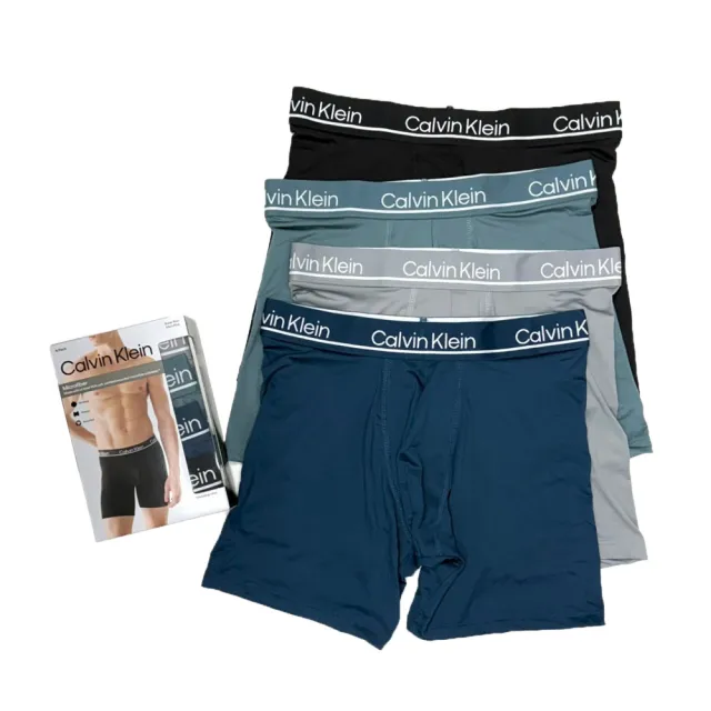 【Calvin Klein】CK  4件盒裝 極細纖維 長版 男內褲 吸濕排汗 四角褲 彈性 大尺碼 環保 送禮(1055)