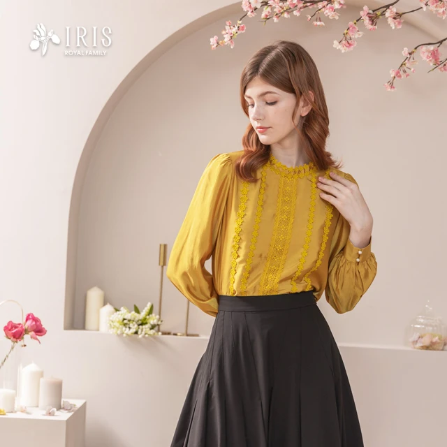 IRIS 艾莉詩 法式氣質雙排釦縮腰風衣外套-卡其色(467 IRIS 艾莉詩 雅致花邊蕾絲裝飾上衣-2色(46144)