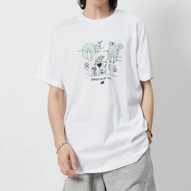 NEW BALANCE Sport Explorer Tee 男款 白綠色 純棉 短T 棉T 短袖 MT41912WT