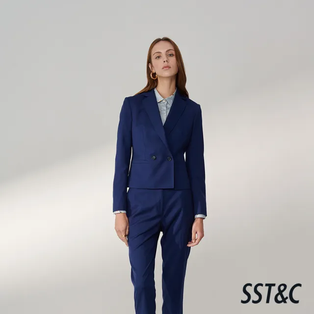 【SST&C】女裝 寶藍色方領短版西裝外套01012411001(換季65折)