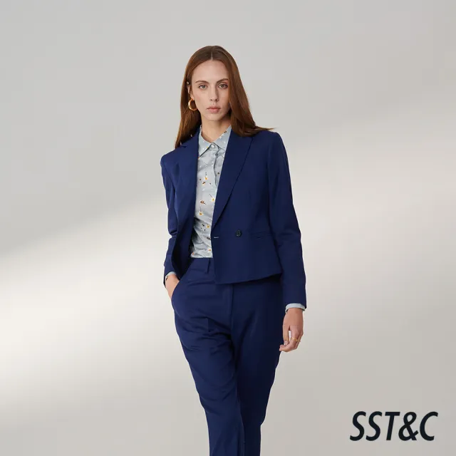 【SST&C】女裝 寶藍色方領短版西裝外套01012411001(換季65折)
