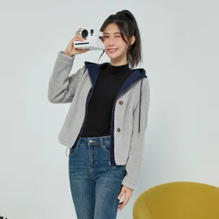 【H2O】羊羔絨假兩件外套(#4633011 熊寶寶外套 淺咖色/灰色)