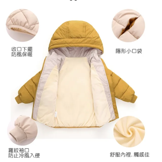【橘魔法】兒童菱格連帽鋪棉外套(厚外套 長袖外套 連帽外套 保暖 寒流 中性款 女童 男童 童裝)