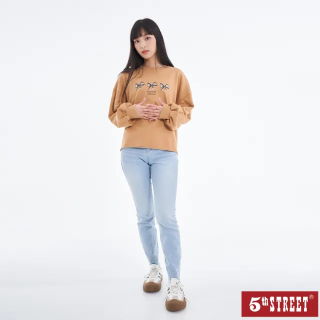 【5th STREET】雙11 女裝特殊剪裁小直褲-拔洗藍