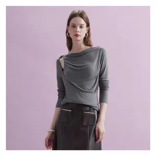 【EPISODE】百搭性感挖洞抓皺垂墜感長袖造型上衣E44303