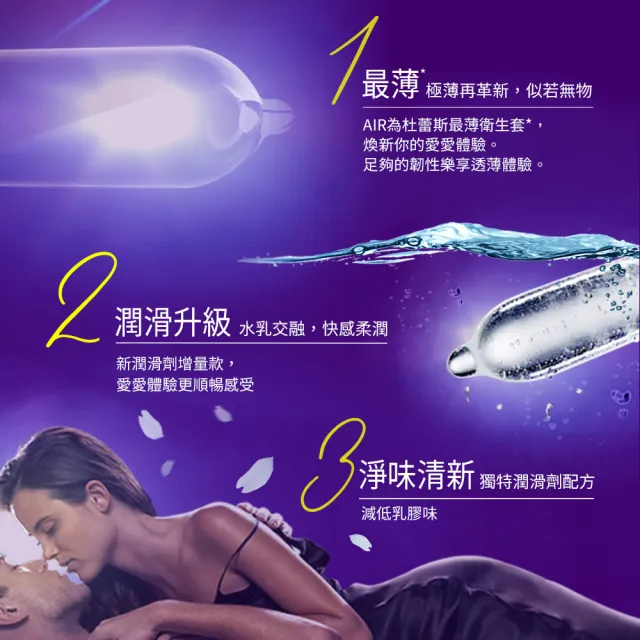 【Durex 杜蕾斯】AIR輕薄幻隱潤滑裝保險套8入x2(共16入-避孕套/衛生套/極致輕薄系列)