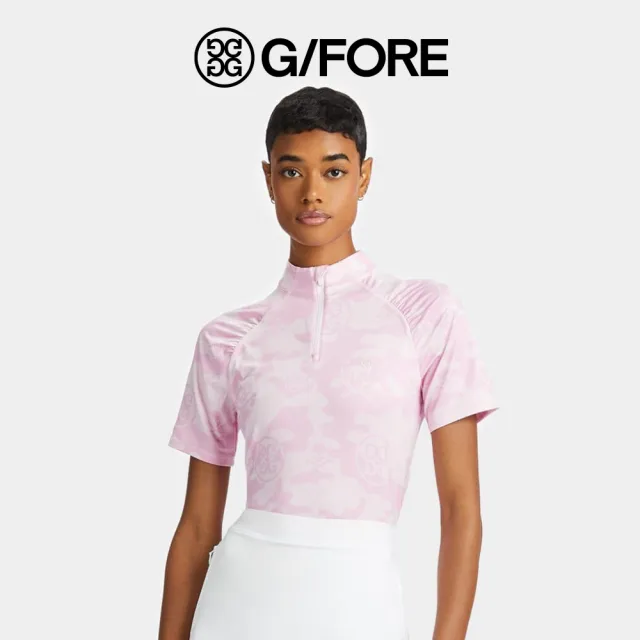 【G/FORE】EXPLODED SHORT SLEEVE QUARTER ZIP 女士 半開襟拉鍊短袖上衣 粉色