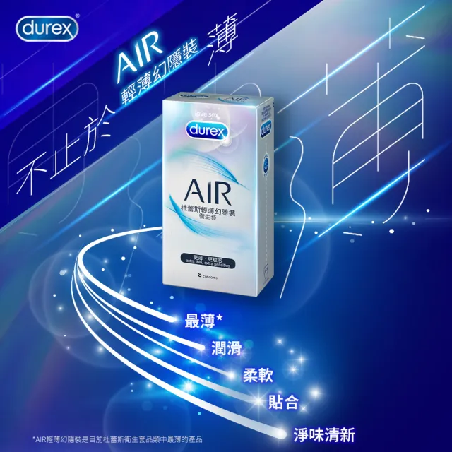 【Durex 杜蕾斯】AIR輕薄幻隱裝保險套8入x3(共24入-避孕套/衛生套/極致輕薄系列)