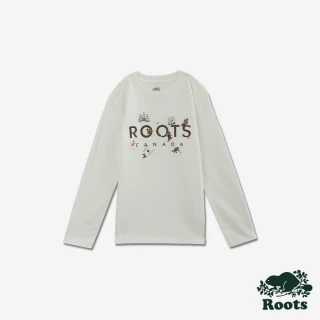 【Roots】Roots 大童-FROSTY FUN 長袖T恤(白色)