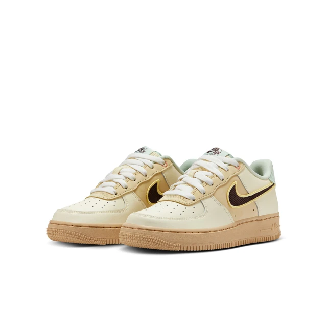 NIKE 耐吉 休閒鞋 女鞋 大童 運動鞋 AF1 AIR FORCE 1 LV8 GS 奶茶 HQ3473-122(3K2133)