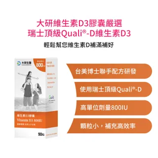 【大研生醫】維生素D3膠囊90粒X2盒(百年大廠DSM一顆補足800IU)