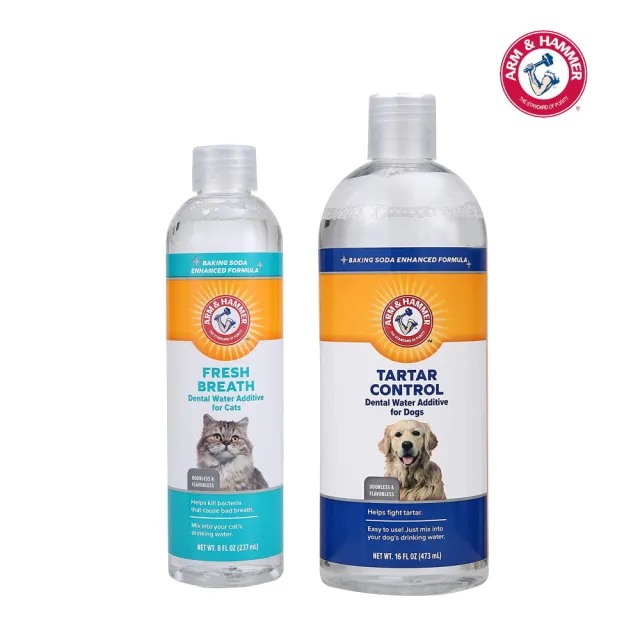 【ARM&HAMMER 鐵鎚】犬貓潔牙水237ml-473ml*2入組(潔牙水)