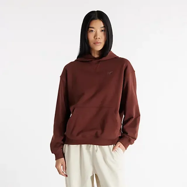 【NEW BALANCE】NB 長袖連帽上衣 長袖上衣 厚帽T 女款 咖啡色(WT41537ROK-F)